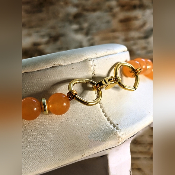 Orange Jade, Czech And Glass Beads and Orange Crystal AB Necklace - Picture 7 of 9